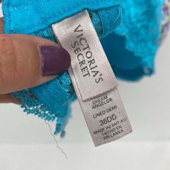 Victoria's Secret Dream Angels Lined Demi 36DD Blue Floral Lace - Picture 5 of 6